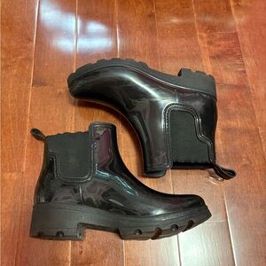 Woman’s Black Rubber Combat Boots Size 8